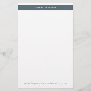 Minimalistiskt Teal Grått Simple Rand Namn Adress Brevpapper