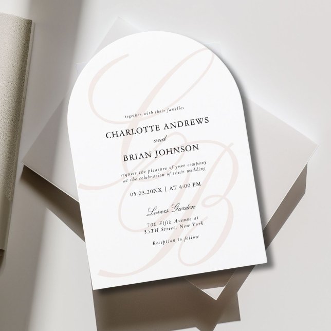 Minimalistiskt teckensnittsmonogram | Elegant bröl Inbjudningar (Minimalist Script Font Monogram | Elegant Arch Wedding Invitation)