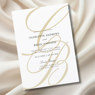Minimalistiskt teckensnittsmonogram Elegant bröl Inbjudningar