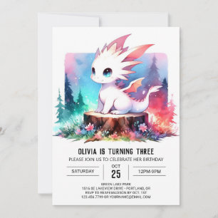 Minimalistiskt tema Dragon Birthday Inbjudningar