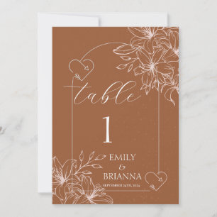 Minimalistiskt terracotta boho Bränt Bordsnummer
