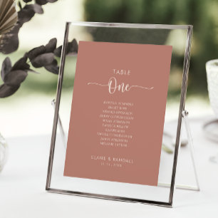 Minimalistiskt terracotta Bordsnummer 1 Sittdiagra