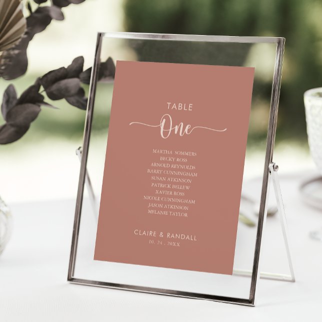 Minimalistiskt terracotta Bordsnummer 1 Sittdiagra (Skapare uppladdad)