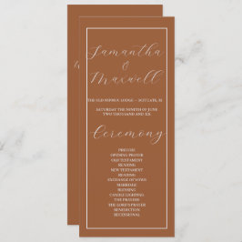 Minimalistiskt terracotta Bränt Bröllopsprogram