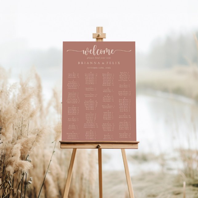 Minimalistiskt terracotta med alfabetiskt säte poster (Skapare uppladdad)