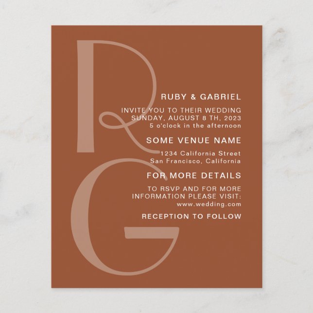 Minimalistiskt terracotta Typography monogram Bröl Flygblad (Framsidan)