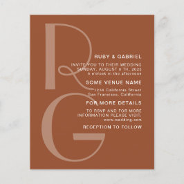 Minimalistiskt terracotta Typography monogram Bröl Flygblad