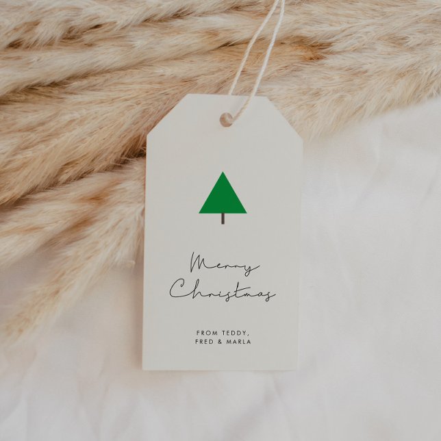 Minimalistiskt Träd God jul Presentetikett (Skapare uppladdad)