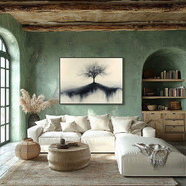 Minimalistiskt Träd på Backe med drivskuggor Poster