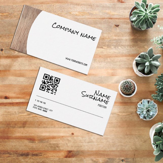 Minimalistiskt träfotografi QR-Affärskort Visitkort (Skapare uppladdad)