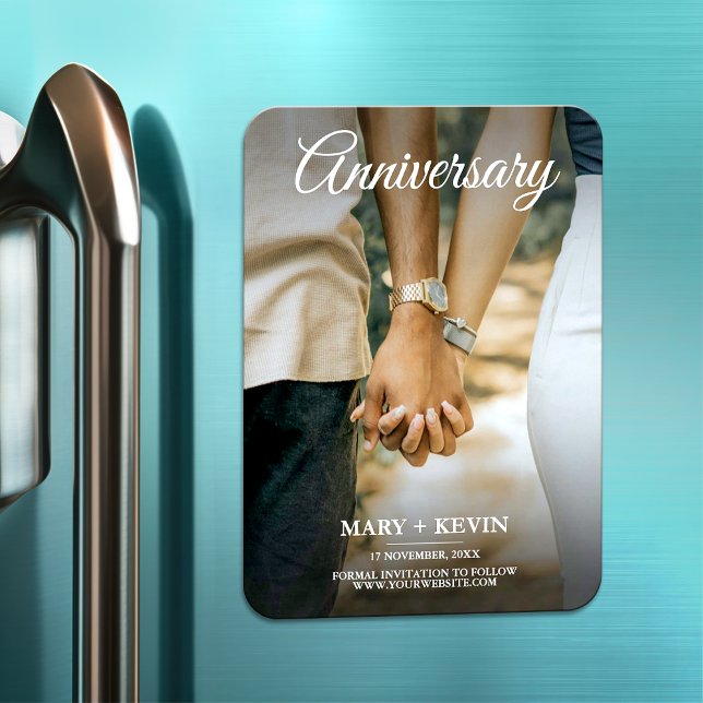 Minimalistiskt trendig ersätter fotojubileumskort magnet (Skapare uppladdad)