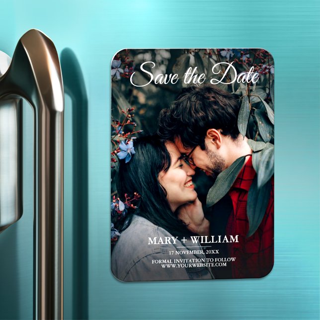 Minimalistiskt Trendig Foto Spara datum Bröllop-gi Magnet (Skapare uppladdad)