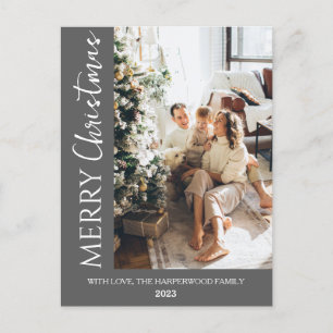 Minimalistiskt Trendig Modern Photo Family Jul Helg Vykort