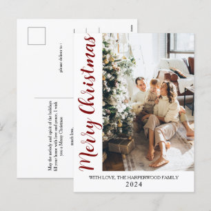 Minimalistiskt Trendig Modern Photo Family Jul Helg Vykort
