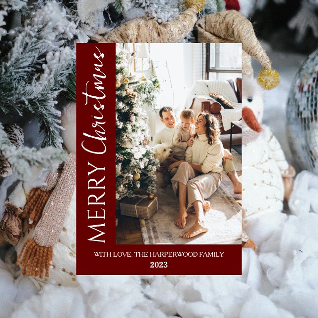 Minimalistiskt Trendig Modern Photo Family Jul Julkort (Skapare uppladdad)