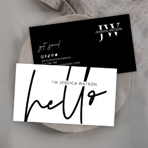 Minimalistiskt Trendig Monogram Chic Black & White Visitkort