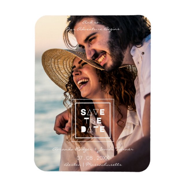 Minimalistiskt Trendig, romantiskt foto par Bröllo Magnet (Vertikal)