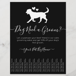 Minimalistiskt Trendig, svart och vit Hund, groomi Reklamblad