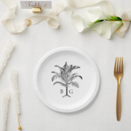 Minimalistiskt Tropiskt Handflatan Monogram Bröllo
