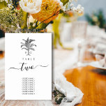 Minimalistiskt Tropiskt Handflatan Monogram Bröllo Bordsnummer<br><div class="desc">En minimalistisk utformning av tropiska handflatan träd i monogram bröllop. En enkel design som användor en skiss av handflatan träd för att skapa ett klassiskt monogram för elegant. En charmerande svart och vit tropisk strand med rustiska drag och klassmanustypografi. En elegant kuststrand tog bröllop bordsnumrets utformning med det moderna inslag....</div>