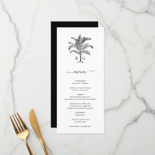 Minimalistiskt Tropiskt Handflatan Monogram Bröllo Meny