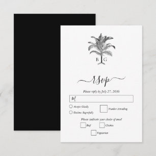 Minimalistiskt Tropiskt Handflatan Monogram Bröllo OSA Kort