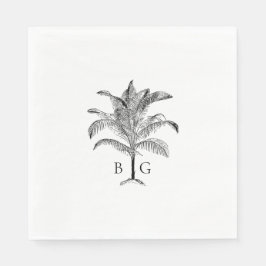 Minimalistiskt Tropiskt Handflatan Monogram Bröllo Pappersservett