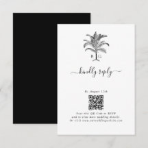 Minimalistiskt Tropiskt Handflatan Monogram Bröllo