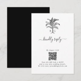 Minimalistiskt Tropiskt Handflatan Monogram Bröllo Tilläggskort