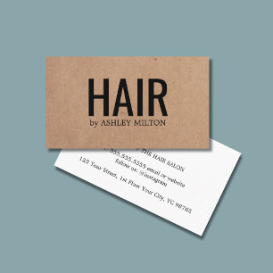 Minimalistiskt tryckt Kraft Black Bold Hair Salon Visitkort