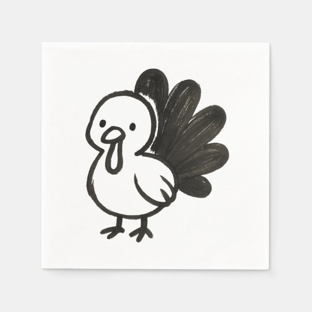 Minimalistiskt Turkiet - Spelande fågeldesign i Bl Pappersservett (Framsidan)