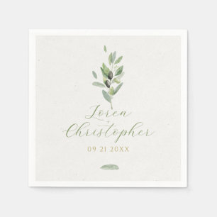 Minimalistiskt Tuscany Olive Löv Gren Pappersservett