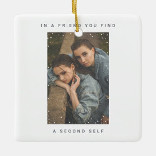 Minimalistiskt två foto Snowfall Best Friends Pho Julgransprydnad Keramik