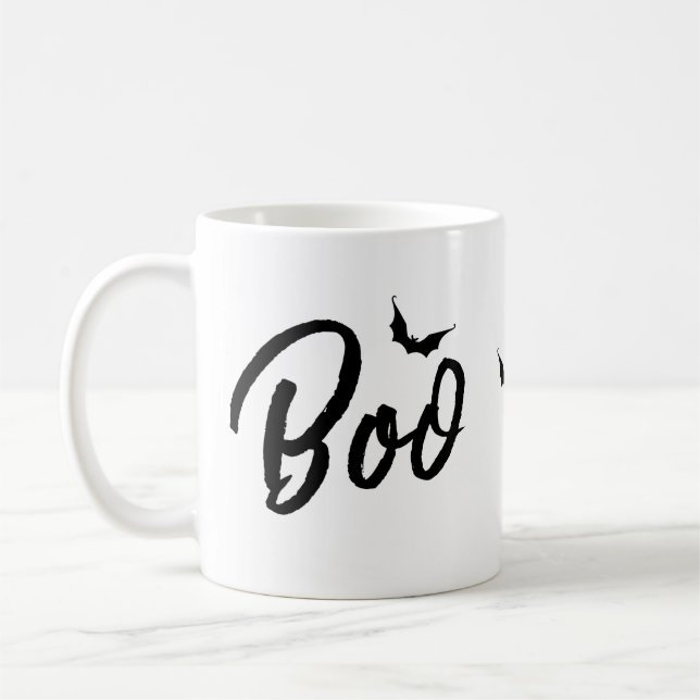 Minimalistiskt typografiskt Halloween och Fladderm Kaffemugg (Vänster)