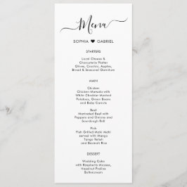 Minimalistiskt typografiskt Heart Bröllop-menykort Meny