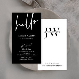 Minimalistiskt, unikt Trendig Initialer Black & Wh Visitkort