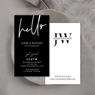Minimalistiskt, unikt Trendig Initialer Black & Wh Visitkort
