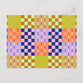 Minimalistiskt utcheckat geometriskt retro Mönster Vykort