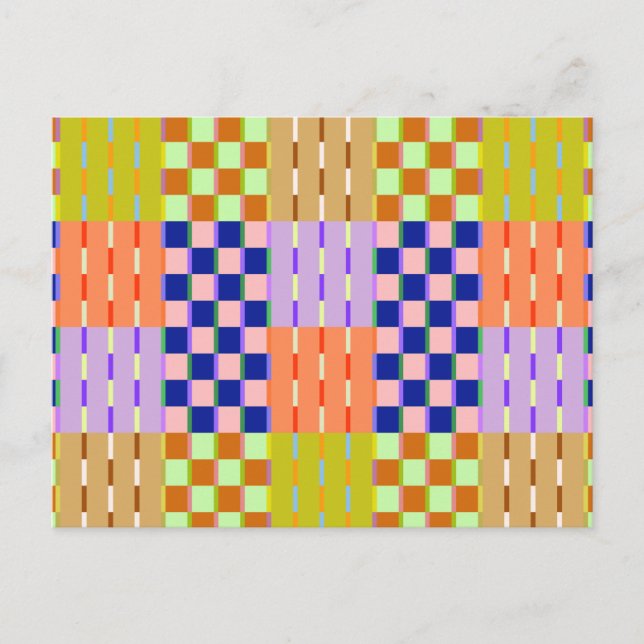 Minimalistiskt utcheckat geometriskt retro Mönster Vykort (Framsida)