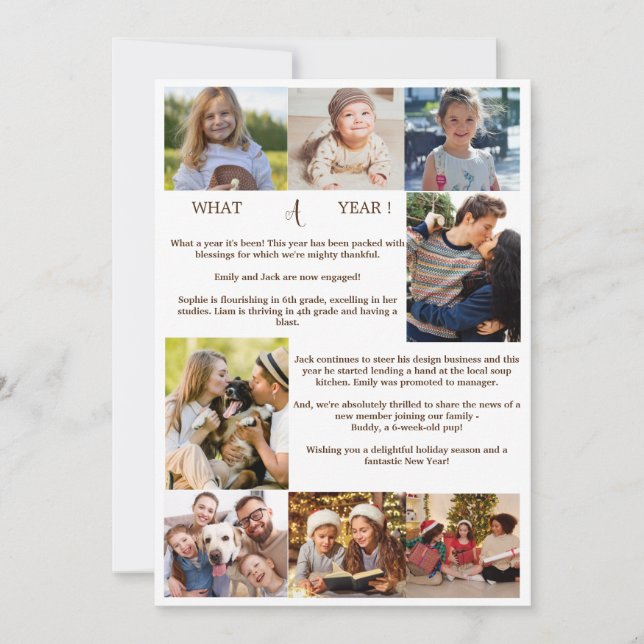 Minimalistiskt vad ett års fotokollage jul julkort (Framsida)