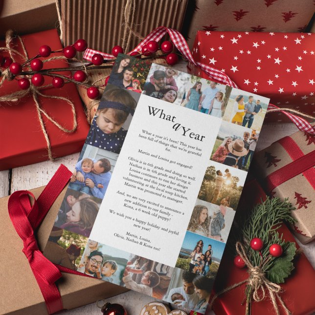 Minimalistiskt vad ett års fotokollage jul julkort (Skapare uppladdad)