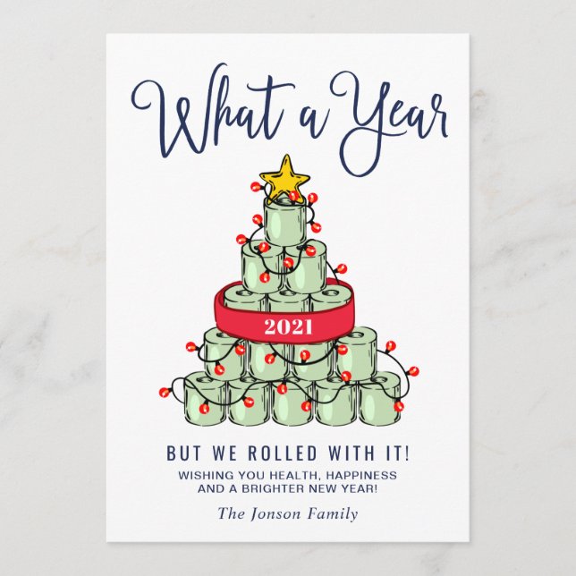 Minimalistiskt vad per år jul Hälsning Julkort (Framsida)