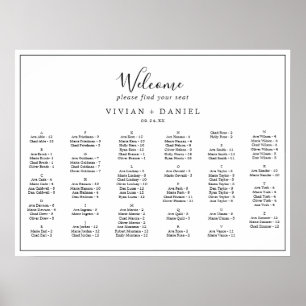 Minimalistiskt Vågrät - alfabetiskt sittningsschem Poster
