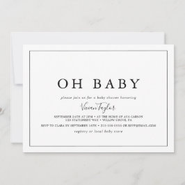Minimalistiskt Vågrät Oh Baby Baby Shower Inbjudningar