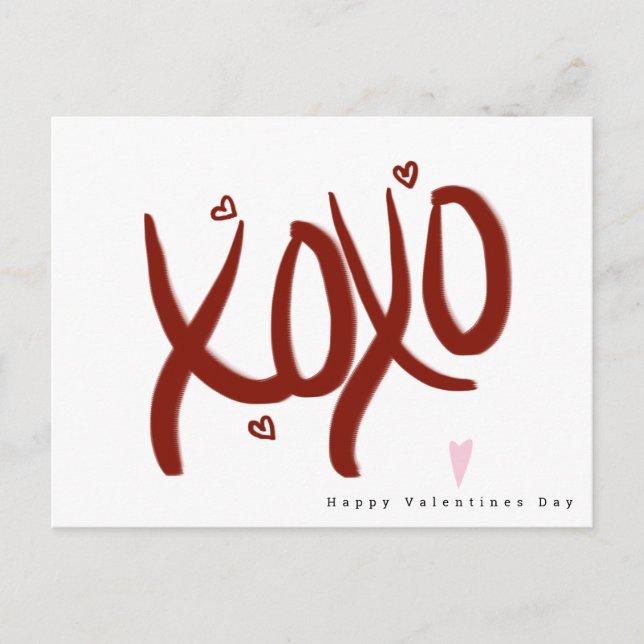 Minimalistiskt Valentines day Hand Lettering Heart Vykort (Framsida)
