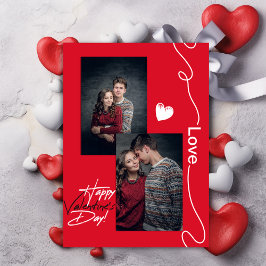 Minimalistiskt Valentines day par 2 Photo Red Julkort