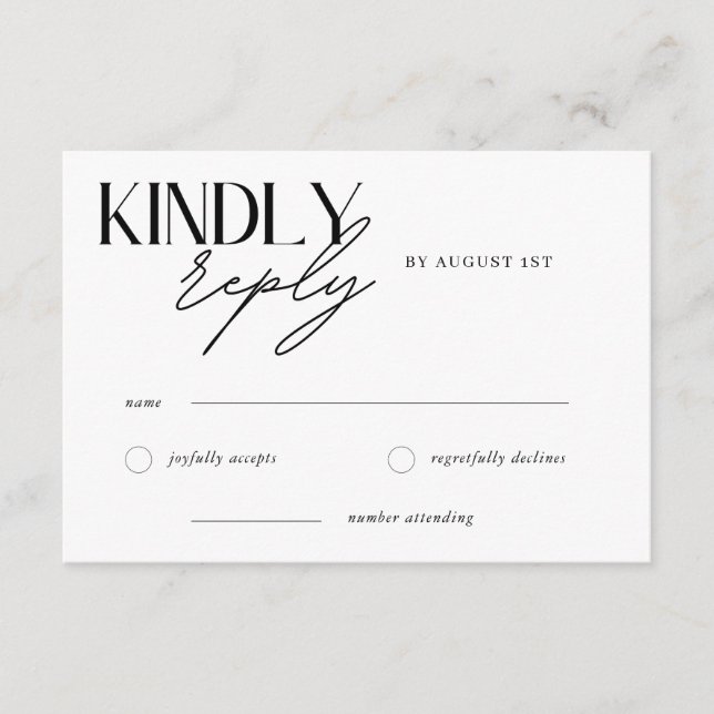 Minimalistiskt vänligt svar bröllop RSVP (Framsida)