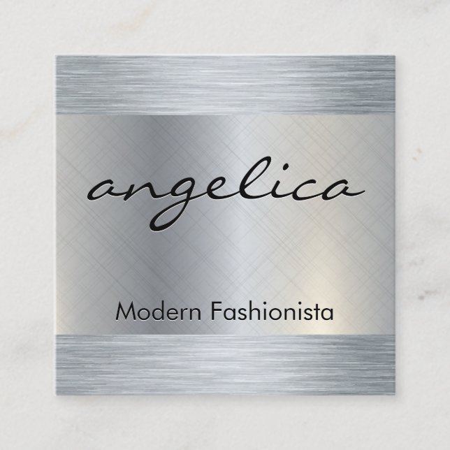 Minimalistiskt vanligt vitt med kursiv text fyrkantigt visitkort (Framsida)