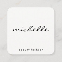 Minimalistiskt vanligt vitt med kursiv text fyrkantigt visitkort