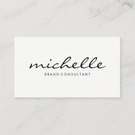 Minimalistiskt vanligt vitt med kursiv text visitkort